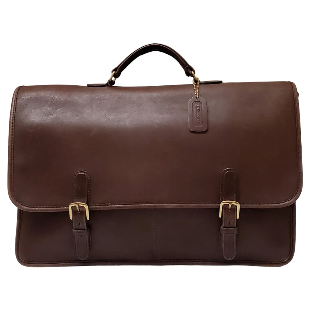 COACH Vintage Full Grain Leather Briefcase in Milk Chocolate Brown #103-2132
